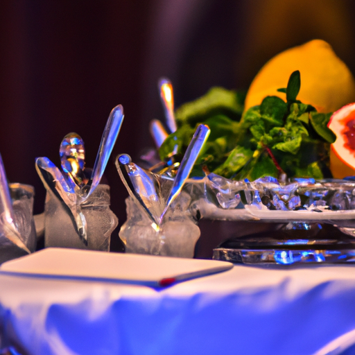 תמונה של טקס ברית מילה יהודי מסורתי עם שולחן מעוצב להפליא ובו סוגים שונים של מיצים.
